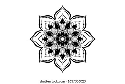 Circular pattern flower of mandala with black and white,Vector mandala floral patterns with white background