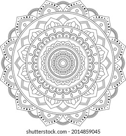 Circular pattern flower mandala, Decorative ornament vector illustration. Indian, Arabic, turkish, pakistan, Islamic decoration style. Coloring book page.