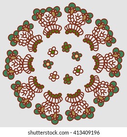 Circular pattern with flowers abstract greeting card with floral ornament

