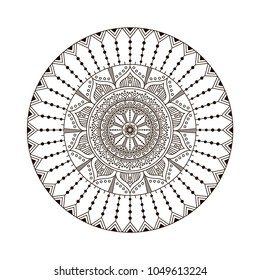 Circular pattern in the form of flower mandala. Pattern in oriental style. Magic symbol. Coloring book page. Vector illustration.