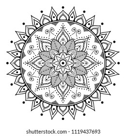 Circular pattern in form of mandala for coloring book, greeting card, phone case print, etc. Anti-stress therapy patterns, coloring for adults. Mandala pattern black and white. 