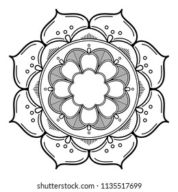 Circular pattern in form of mandala for coloring book, greeting card, phone case print, etc. Anti-stress therapy patterns, coloring for adults. Mandala pattern black and white.