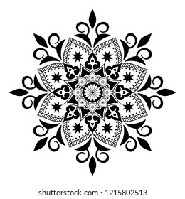 Circular pattern in form of mandala for coloring book, greeting card, phone case print, etc. Anti-stress therapy patterns, coloring for adults. Mandala pattern black and white.