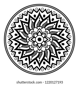 Circular pattern in form of mandala for coloring book, greeting card, phone case print, etc. Anti-stress therapy patterns, coloring for adults. Hand drawn background, vector isolated on white. EPS10 