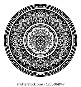 Circular pattern in form of mandala for coloring book, greeting card, phone case print, etc. Anti-stress therapy patterns, coloring for adults. Hand drawn background, vector isolated on white. EPS10 
