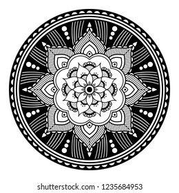 Circular pattern in form of mandala for coloring book, greeting card, phone case print, etc. Anti-stress therapy patterns, coloring for adults. Hand drawn background, vector isolated on white. EPS10 

