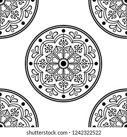 Circular pattern in form of mandala for coloring book, greeting card, phone case print, etc. Anti-stress therapy patterns, coloring for adults. Hand drawn background, vector isolated on white. EPS10 
