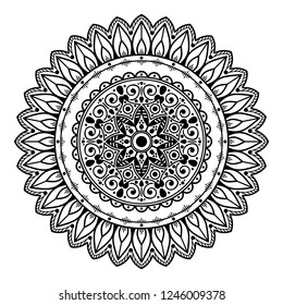 Circular pattern in form of mandala for coloring book, greeting card, phone case print, etc. Anti-stress therapy patterns, coloring for adults. Hand drawn background, vector isolated on white. EPS10 
