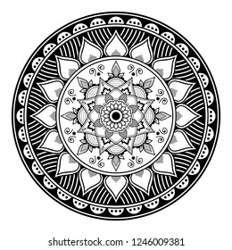 Circular pattern in form of mandala for coloring book, greeting card, phone case print, etc. Anti-stress therapy patterns, coloring for adults. Hand drawn background, vector isolated on white. EPS10 
