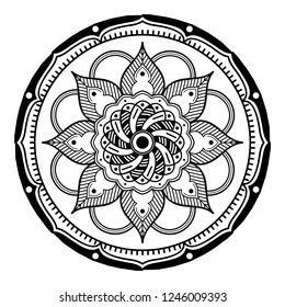 Circular pattern in form of mandala for coloring book, greeting card, phone case print, etc. Anti-stress therapy patterns, coloring for adults. Hand drawn background, vector isolated on white. EPS10 
