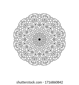 Circular pattern in form of mandala. Coloring book page on white background. Vector