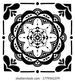 Circular pattern in form of mandala for coloring book, Henna, Mehndi, tattoo, Yoga logo. Background for meditation poster. Unusual flower shape oriental line vector. Anti-stress therapy pattern.