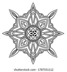 Circular pattern in form of mandala for coloring book, Henna, Mehndi, tattoo, Yoga logo. Background for meditation poster. Unusual flower shape oriental line vector. Anti-stress therapy pattern.