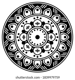 Circular pattern in form of mandala for coloring book page. Decorative frame ornament in ethnic style. Vector isolated on white
