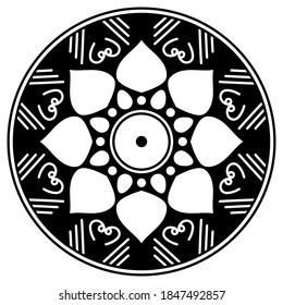 Circular pattern in form of mandala for coloring book page. Decorative frame ornament in ethnic style. Vector isolated on white
