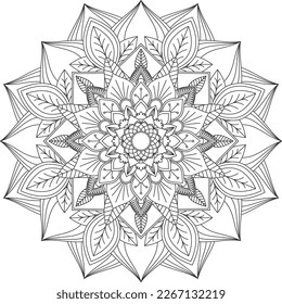 Circular pattern in the form of a mandala. Coloring book page. Flower Mandalas. Vintage decorative elements. Coloring book Lace pattern The tattoo. Vector abstract mandala pattern. Mandala.Vector. 