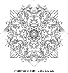 Circular pattern in the form of a mandala. Coloring book page. Flower Mandalas. Vintage decorative elements. Coloring book Lace pattern The tattoo. Vector abstract mandala pattern. Mandala.Vector. 