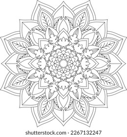 Circular pattern in the form of a mandala. Coloring book page. Flower Mandalas. Vintage decorative elements. Coloring book Lace pattern The tattoo. Vector abstract mandala pattern. Mandala.Vector. 