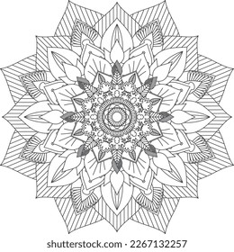 Circular pattern in the form of a mandala. Coloring book page. Flower Mandalas. Vintage decorative elements. Coloring book Lace pattern The tattoo. Vector abstract mandala pattern. Mandala.Vector. 