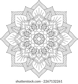 Circular pattern in the form of a mandala. Coloring book page. Flower Mandalas. Vintage decorative elements. Coloring book Lace pattern The tattoo. Vector abstract mandala pattern. Mandala.Vector. 