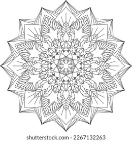 Circular pattern in the form of a mandala. Coloring book page. Flower Mandalas. Vintage decorative elements. Coloring book Lace pattern The tattoo. Vector abstract mandala pattern. Mandala.Vector. 