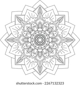 Patrón circular en forma de mandala. Coloreando la página del libro. Mandalas de flores. Elementos decorativos de época. Libro de Colores Patrón de encaje El tatuaje. Patrón de mandala abstracta del vector. Mandala.Vector. 