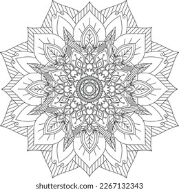 Circular pattern in the form of a mandala. Coloring book page. Flower Mandalas. Vintage decorative elements. Coloring book Lace pattern The tattoo. Vector abstract mandala pattern. Mandala.Vector. 