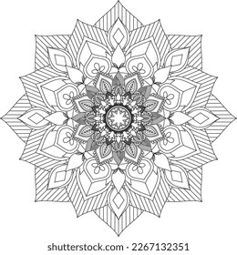 Circular pattern in the form of a mandala. Coloring book page. Flower Mandalas. Vintage decorative elements. Coloring book Lace pattern The tattoo. Vector abstract mandala pattern. Mandala.Vector. 