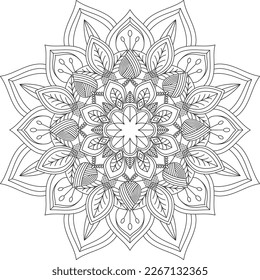 Circular pattern in the form of a mandala. Coloring book page. Flower Mandalas. Vintage decorative elements. Coloring book Lace pattern The tattoo. Vector abstract mandala pattern. Mandala.Vector. 