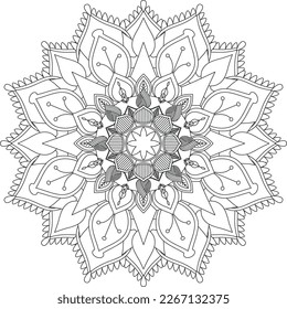 Circular pattern in the form of a mandala. Coloring book page. Flower Mandalas. Vintage decorative elements. Coloring book Lace pattern The tattoo. Vector abstract mandala pattern. Mandala.Vector. 