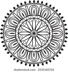 Circular pattern in form of mandala for coloring book, greeting card, phone case print. Anti-stress therapy pattern, coloring for adults.