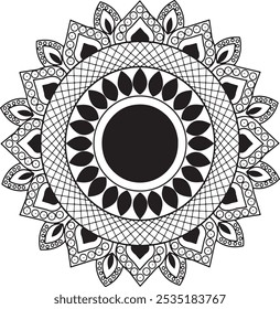 Circular pattern in form of mandala for coloring book, greeting card, phone case print. Anti-stress therapy pattern, coloring for adults.