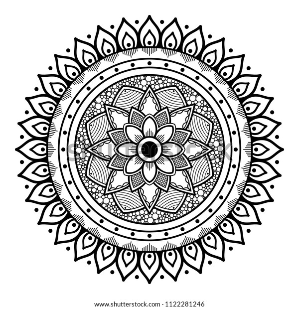 Download Circular Pattern Form Mandala Coloring Book Stock Vector (Royalty Free) 1122281246