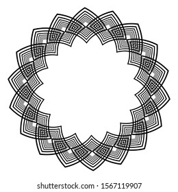 Circular pattern in form of mandala. Decorative ornament in ethnic oriental style. Coloring book page. Black and white frame. Arabic, islamic, moroccan, asian, indian native african motif.