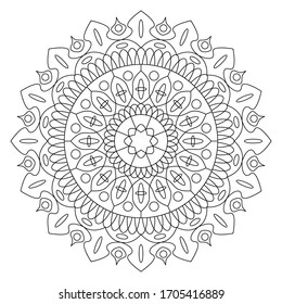 Circular pattern in form of mandala. Decorative ornament in ethnic oriental style, vector illustration. Coloring book page.