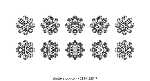 Circular pattern in form of mandala with decorative ornament in ethnic oriental style, Perfect for Henna, Mehndi, tattoo, decoration, and coloring book page.
