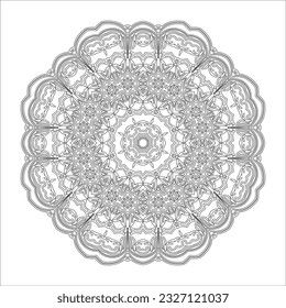 Circular pattern in form of mandala.  Decorative ornament in ethnic oriental style. Coloring book page.