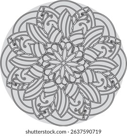 Circular pattern in the form of a mandala. Decorative pattern in oriental style,  Coloring book page.