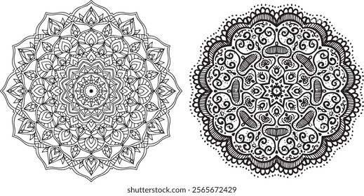 Circular pattern in the form of a mandala. Mandala Design. Simple mandala design for coloring. Vector floral mandala. Geometric ornamental mandalas. flower art coloring pages.