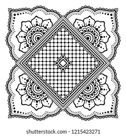 Circular pattern in form of mandala with flower for Henna, Mehndi, tattoo, decoration. Decorative ornament in ethnic oriental style. Coloring book page.