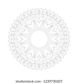 Circular pattern in form of mandala with flower for Henna, Mehndi, decoration. Decorative ornament in ethnic oriental style. Coloring book page.