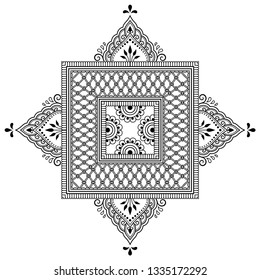 Circular pattern in form of mandala with flower for Henna, Mehndi, tattoo, decoration. Decorative ornament in ethnic oriental style.