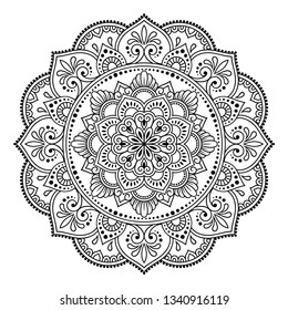 Circular pattern in form of mandala with flower for Henna, Mehndi, tattoo, decoration. Decorative ornament in ethnic oriental style.