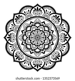 Circular pattern in form of mandala with flower for Henna, Mehndi, tattoo, decoration. Decorative ornament in ethnic oriental style.