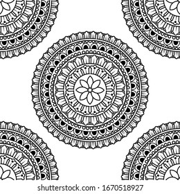 Circular pattern in form of mandala with flower for henna, mehndi, tattoo, decoration. Vector EPS 10.