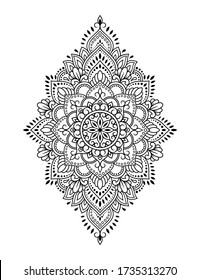 Circular pattern in form of mandala with flower for Henna, Mehndi, tattoo, decoration. Decorative ornament in ethnic oriental style. Outline doodle hand draw vector illustration.