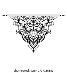 Circular pattern in form of mandala with flower for Henna, Mehndi, tattoo, decoration. Decorative ornament in ethnic oriental style. Outline doodle hand draw vector illustration.