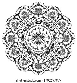 Circular pattern in form of mandala with flower for henna, mehndi, tattoo, decoration.