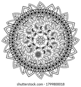 Circular pattern in form of mandala with flower for henna, mehndi, tattoo, decoration. mehndi flower decoration in ethnic oriental, indian style. 