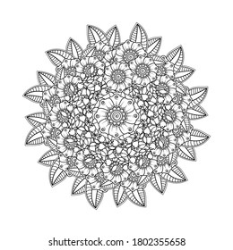 Circular pattern in form of mandala with flower for henna, mehndi, tattoo, decoration. mehndi flower decoration in ethnic oriental, indian style.